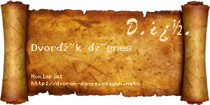 Dvorák Ágnes névjegykártya
